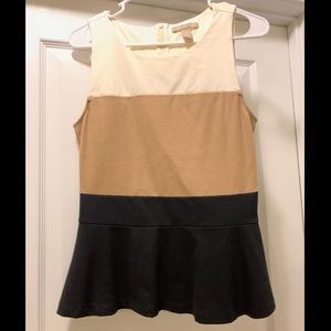 Banana Republic black & tan sleeveless peplum top, size 4